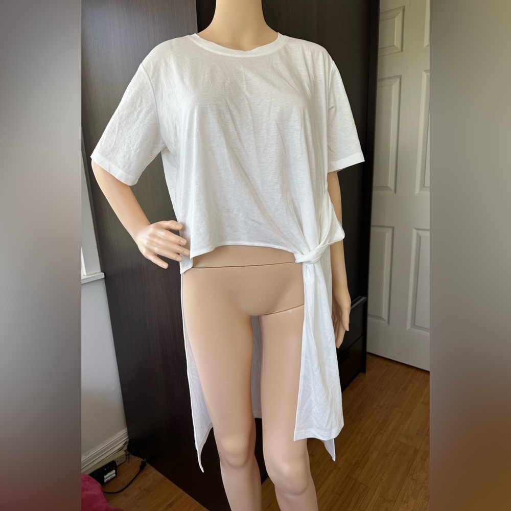 Patrizia luca milano white asymmetrical tshirt dress high low Medium